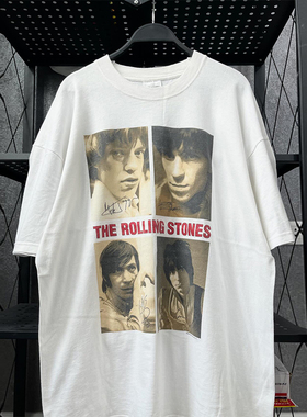 The Rolling Stones滚石乐队潮牌人像印花vintage美式纯棉短袖T恤