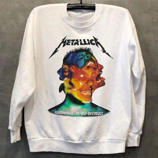 Metallica乐队vintage复古高街hiphop潮流宽松纯棉卫衣情侣款os风