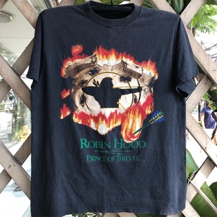 欧美电影周边经典vintage复古短袖男女阿美咔叽oversize质感T恤潮