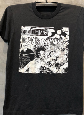 Subhumans Hiphop摇滚嘻哈短袖美式复古vintage街头男女小领口T恤