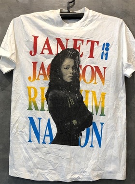 Janet Jackson珍妮杰克逊人像欧美歌手印花短袖男女街头质感T恤潮