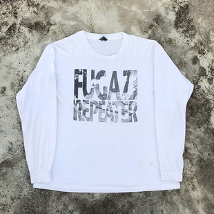 Repeater vintage古着感上衣 Fugazi西海岸字母专辑印花圆领长袖