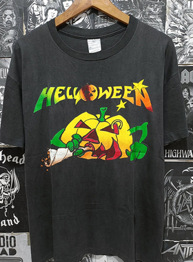 Helloween万圣节乐队短袖T恤Rapcore美式重磅棉痞帅圆领体恤衫男