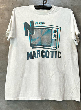 Narcotic美式小众设计感小领口短袖T恤vintage学院风街头圆领半袖