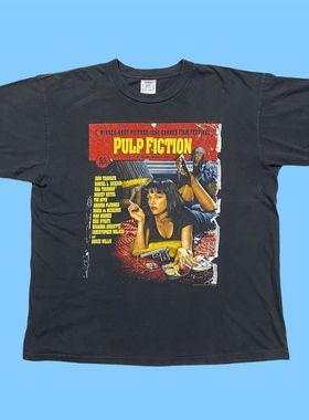 Pulp Fiction昆汀欧美电影低俗小说封面vintage复古男女短袖T恤潮