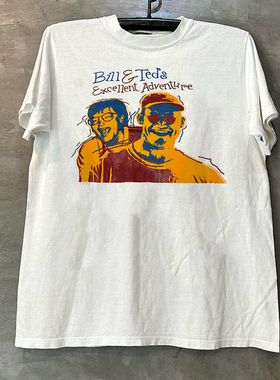 Bill & Ted's比尔和泰德历险记喜剧电影y2k美式小领口直喷短袖T恤