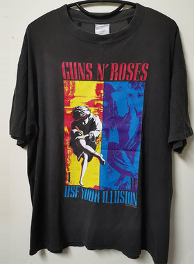 Guns N Roses枪炮与玫瑰摇滚人像枪花乐队vintage潮牌FOG情侣半袖