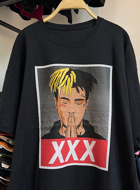 XXX欧美高街美潮hiphop嘻哈说唱短袖vintage复古男女情侣宽松T恤