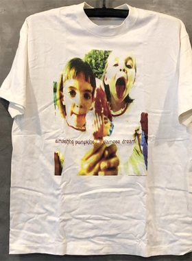 Smashing Pumpkins碎南瓜乐队短袖人像vintage复古男女情侣T恤潮