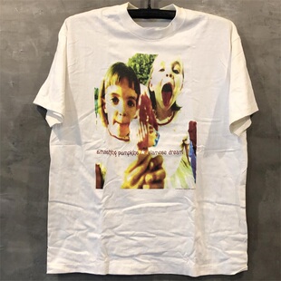 Smashing Pumpkins碎南瓜乐队短袖人像vintage复古男女情侣T恤潮
