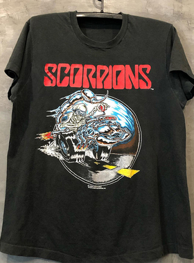 Scorpions蝎子乐队欧美重金属街头摇滚vintage复古短袖男女T恤潮