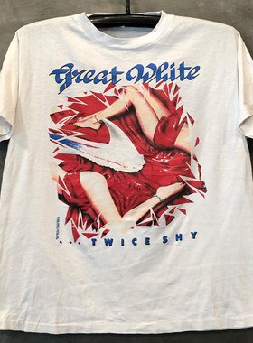 Great White经典乐队Hard Rock摇滚风短袖vintage复古街头男女T恤