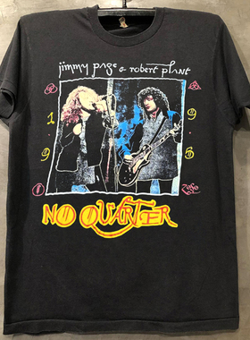 Jimmy Page&Robert Plant齐柏林飞船乐队ins潮牌美式复古短袖T恤