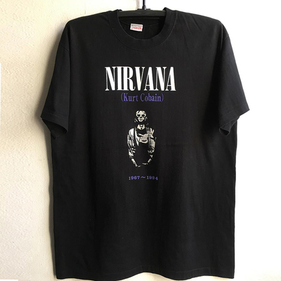 涅槃乐队科特柯本美式小领口T恤