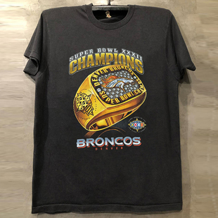 Super Bowl XXXII超级碗美式潮牌短袖T恤vintage美式小领口半袖男