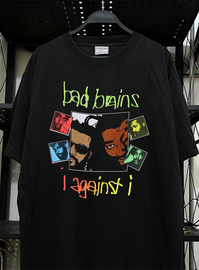 Bad Brains坏脑硬核摇滚乐队短袖T恤Rapcore美式痞帅小领口半袖男