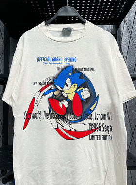 Sonic the Hedgehog刺猬索尼克经典动漫人物潮牌美式复古短袖T恤