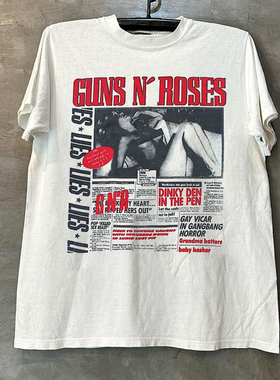 Guns N' Roses枪炮与玫瑰乐队短袖T恤ins超火美式复古痞帅半袖男