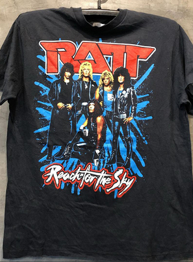 欧美重金属摇滚RATT乐队印花短袖t恤丧系暗黑vintage复古宽松半袖
