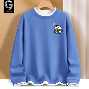 卫衣男款青少年2026新款春秋款初中生圆领长袖上衣春季假两件衣服