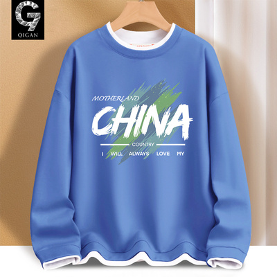 卫衣男款青少年假两件圆领上衣