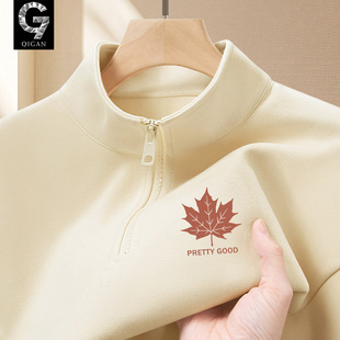 卫衣男款2026新款春秋款青少年重磅美式初中生春季立领半拉链外套