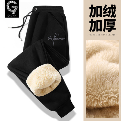 加绒裤子男款冬季青少年运动裤