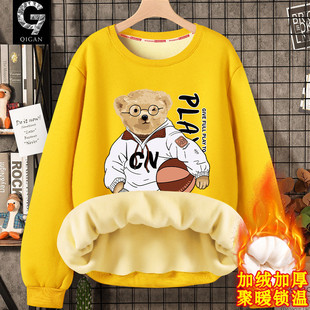 圆领加厚保暖冬装 初中生秋冬款 上衣 2025新款 加绒卫衣青少年男冬季