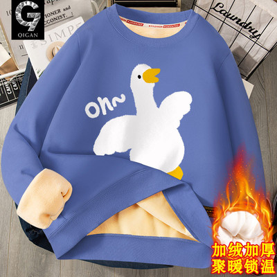 圆领卫衣冬季青少年加绒加厚上衣