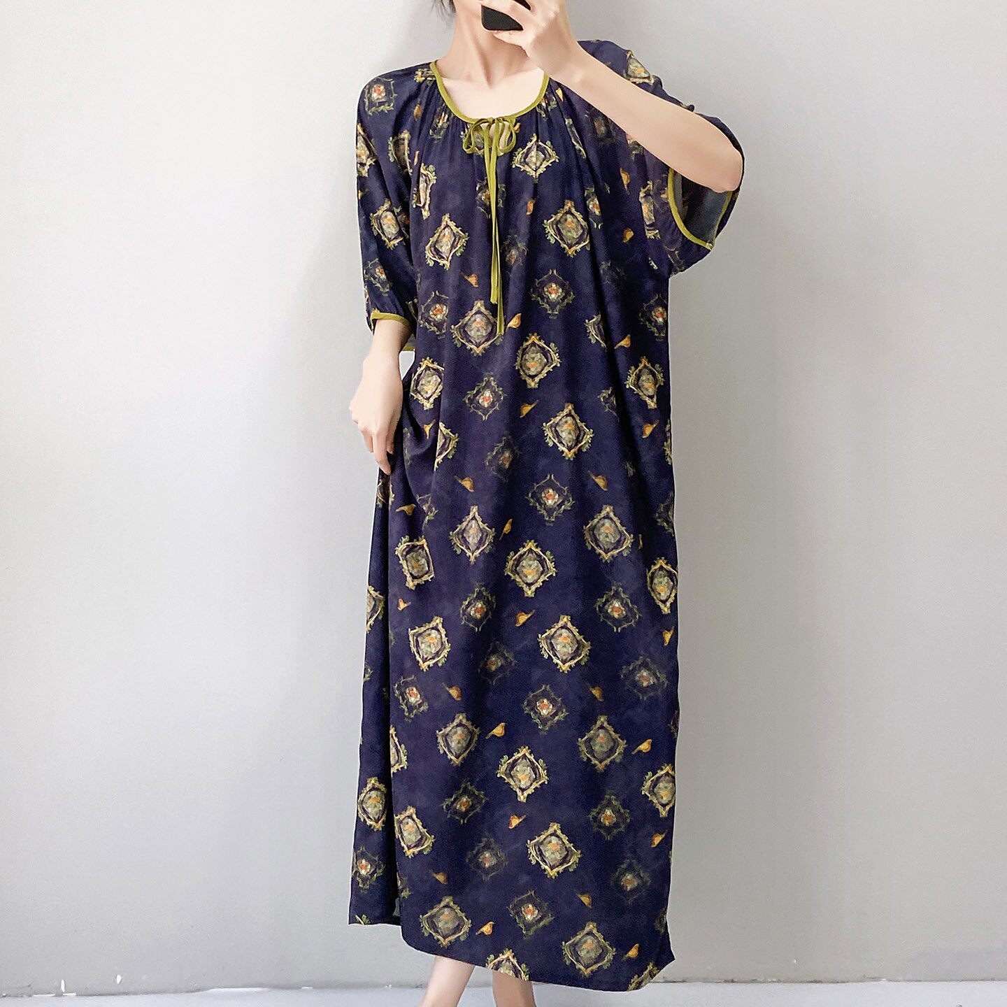 夏天薄款棉绸短袖睡裙休闲宽松加大码连衣裙女款加长睡衣裙子薄款