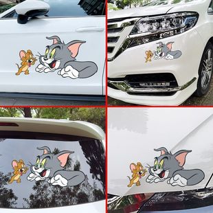 贴纸新年猫和老鼠车贴可爱鼠年装 饰划痕遮挡立体卡通防水车贴