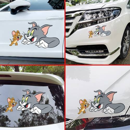 贴纸新年猫和老鼠车贴可爱鼠年装饰划痕遮挡立体卡通防水车贴