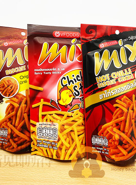 泰国进口vfoods mix脆脆条香脆油炸香辣鸡味膨化薯条虾条儿童食品