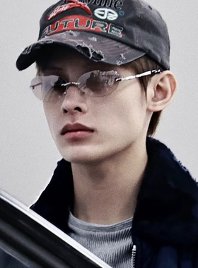 cortis赵雨凡同款墨镜男款痞帅个性无框眼镜猫眼防紫外线太阳眼镜