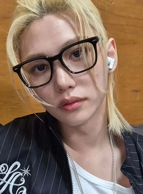 李龙馥同款复古方形黑框近视眼镜框架防蓝光可配度数素颜平光镜女