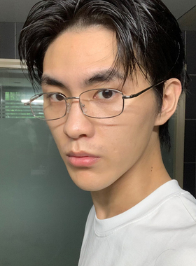 复古银框近视眼镜架男款痞帅个性窄框人夫感斯文败类金丝平光镜女