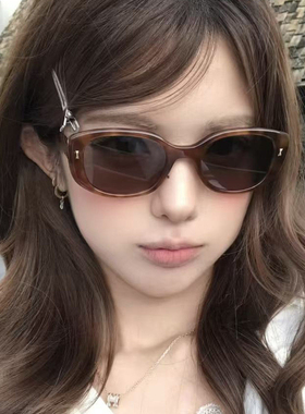 Jennie同款韩系猫眼太阳镜遮阳防紫外线方圆脸显瘦穿搭豹纹色墨镜