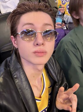 cortis马丁同款时尚复古椭圆太阳镜男金属潮流欧美防紫外线墨镜女