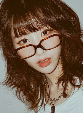 新款韩系复古玳瑁小框眼镜架女时尚素颜方圆脸显瘦可配度数平光镜