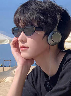 复古猫眼高级感多边形小框墨镜男款偏光防紫外线近视太阳眼镜痞帅