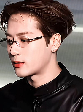 王嘉尔同款无框眼镜男士复古港风斯文败类金丝近视眼镜框架女大脸