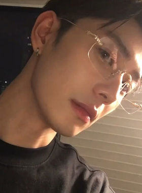 网红同款复古无边框眼镜男纯欲斯文素颜神器平光镜可配度数女