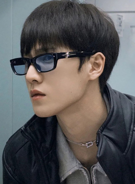 2026新款墨镜男士痞帅个性小方框复古蓝色防紫外线近视太阳眼镜女