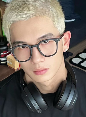 超轻显瘦防蓝光辐射女TR90复古木纹大框近视眼镜可配度数黑框素颜