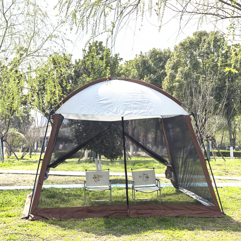 户外防蚊网罩防晒纱网帐篷聚餐烧烤露营凉棚遮阳棚折叠沙滩天幕