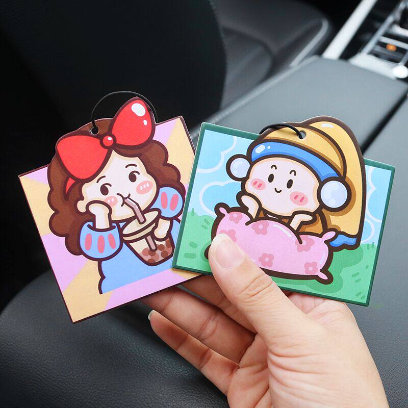 白雪公主车载香片挂件可爱卡通持久淡香车用香水挂饰汽车香薰卡片