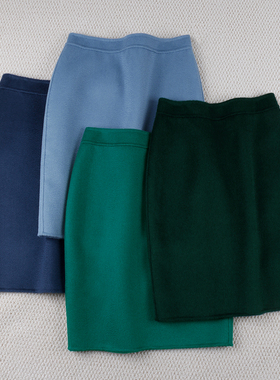 秋冬半身裙中短款手工双面羊毛绒呢修身显瘦保暖腿长通勤职业OL