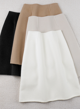 秋冬半身裙女手工双面羊毛绒呢A版中长款加厚保暖百搭通勤OL新款