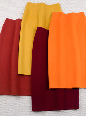 秋冬半身裙中长款双面羊毛呢保暖厚实直筒包臀职业通勤OL优雅气质