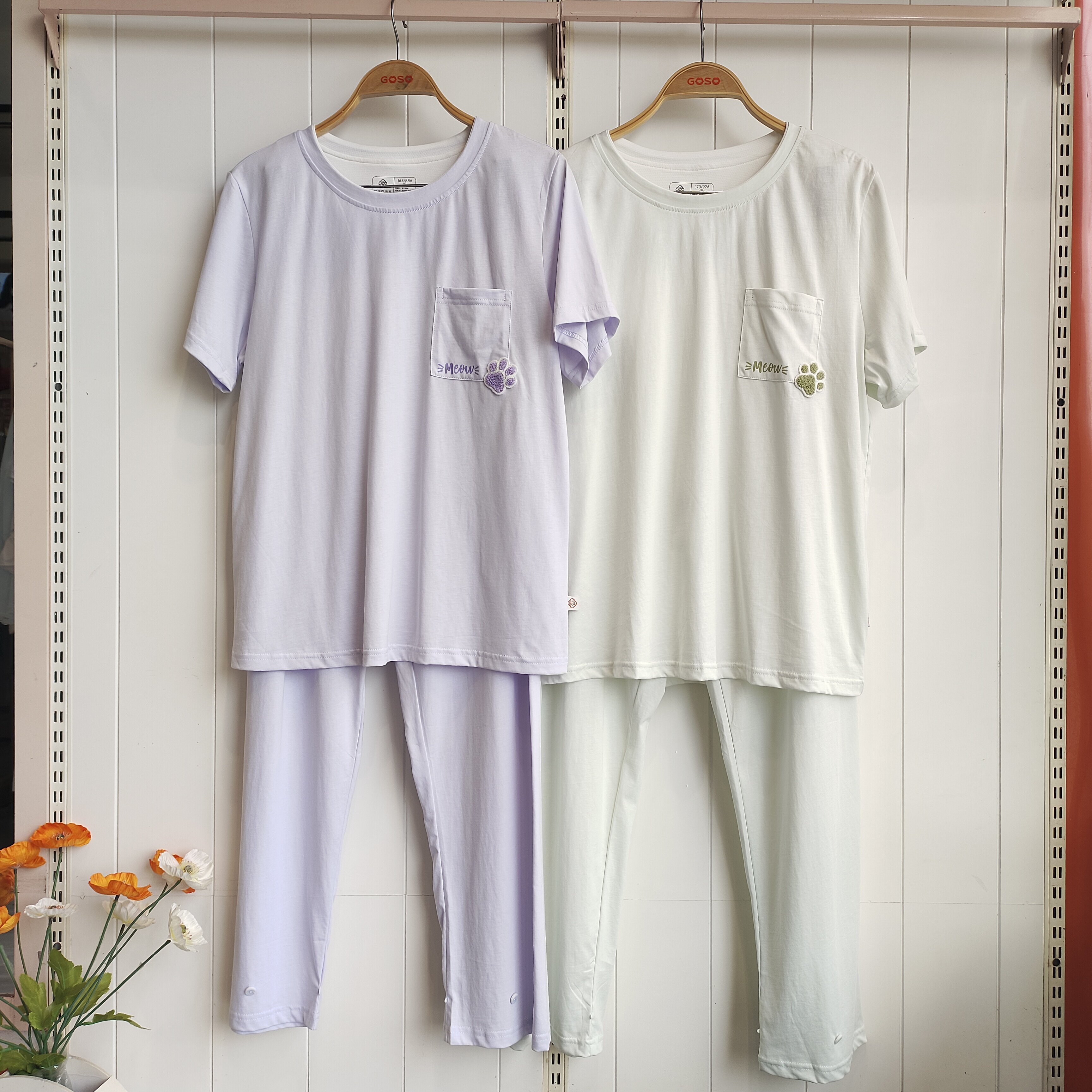 香蜜闺秀简约棉质短袖长裤家居服